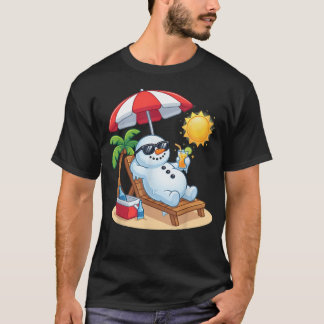 Camiseta Natal Em Julho Funny Snowman Verão Diversão Praia