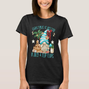 Camiseta Natal Em Julho Gnomo Em Chinelos Para O Verão V