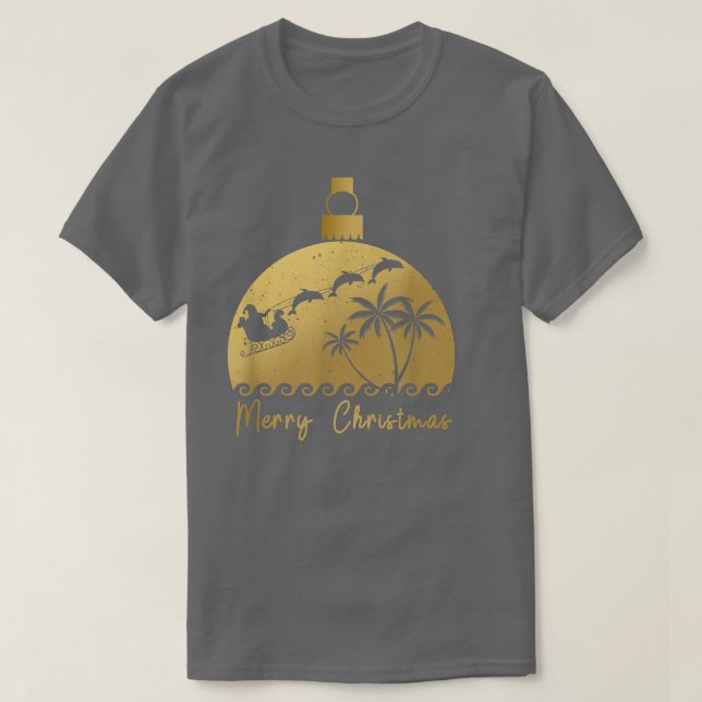 Camiseta Natal em julho Golfinhos do Natal Santa Claus Carr (Frente do Design)