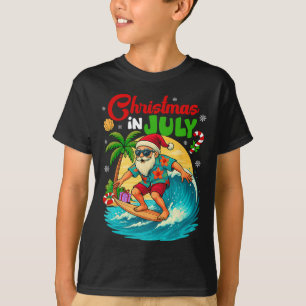 Camiseta Natal Em Julho Havaí Papai Noel Surfando Verão Pra