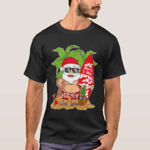 Camiseta Natal Em Julho I Papai Noel Havaiano Surfando I Na