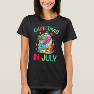 Camiseta Natal Em Julho Mulheres Vaca Beach Flamingo Surfin