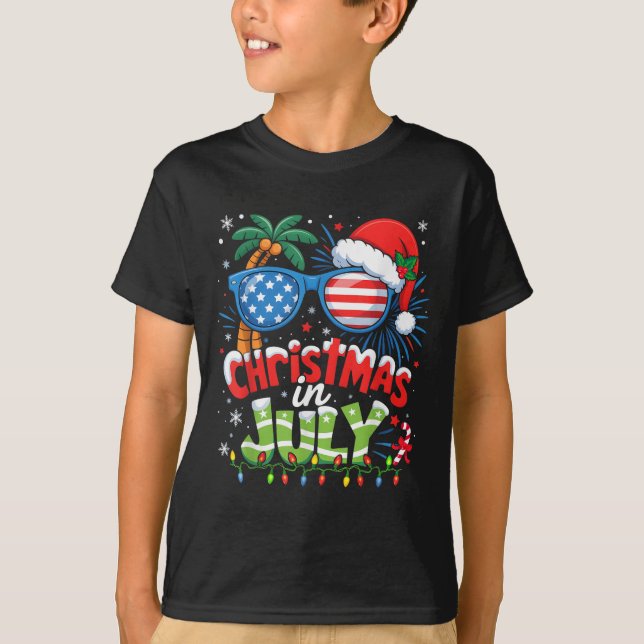 Camiseta Natal Em Julho Nos Eua Flag Summer Beach Havaí San (Frente)