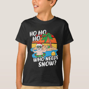 Camiseta Natal Em Julho Papai Noel Engraçado Surfando Praia
