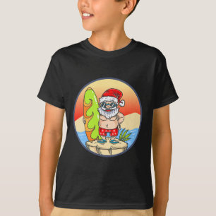 Camiseta Natal Em Julho Papai Noel Férias De Verão Praia Fe