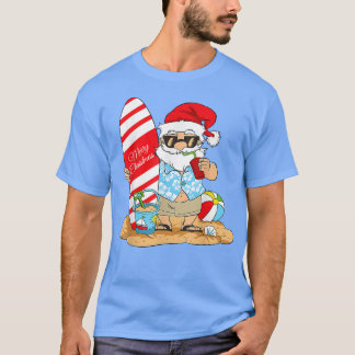 Camiseta Natal Em Julho Papai Noel Na Praia com Su