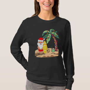 Camiseta Natal Em Julho Papai Noel Segurando Prancha De Sur