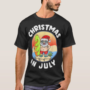 Camiseta Natal Em Julho Papai Noel Verão Praia Natal Em