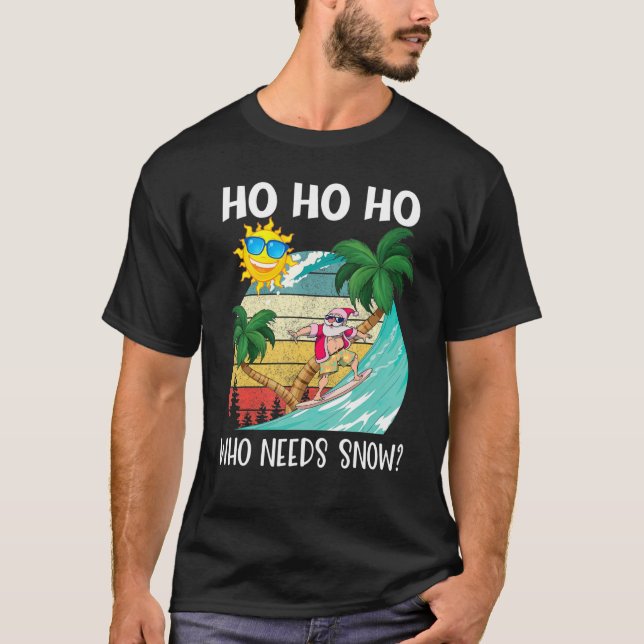 Camiseta Natal Em Julho Papais noeis De Humor Surfing Summe (Frente)
