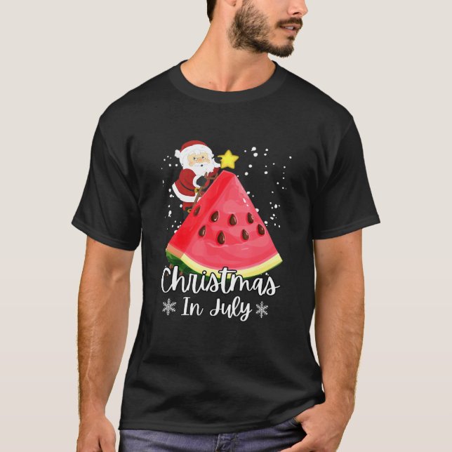 Camiseta Natal Em Julho Papais noeis De Natal Watermelo (Frente)