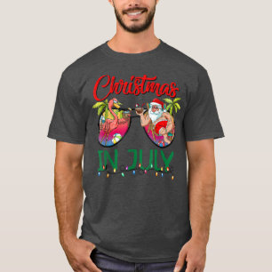 Camiseta Natal Em Julho Papais noeis De Óculos Solares Flam
