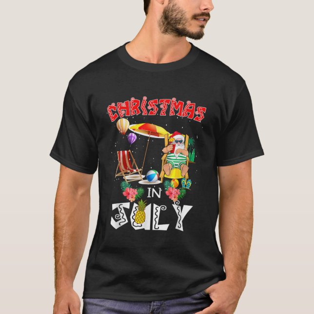 Camiseta Natal em julho Papais noeis Engraçados Cele de Ver (Frente)