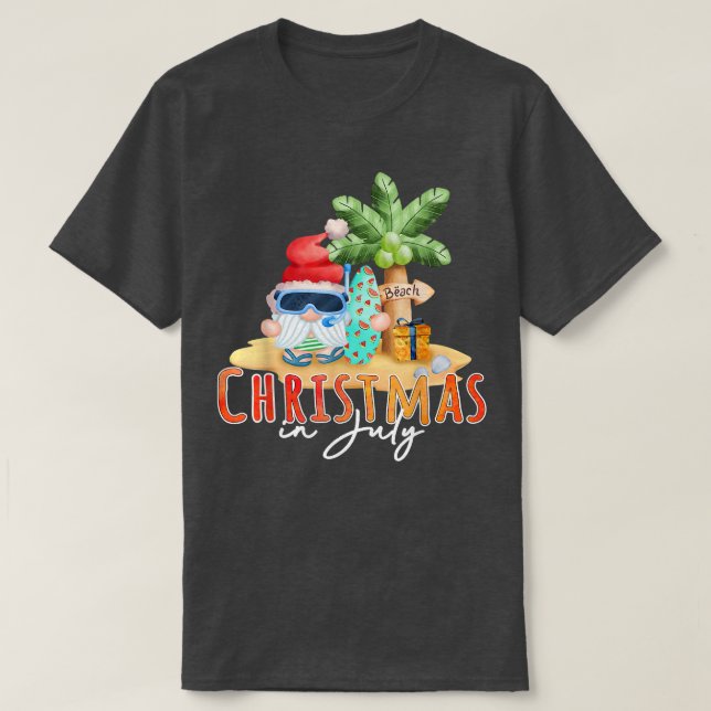 Camiseta Natal Em Julho Papais noeis Engraçados Feira De Pr (Frente do Design)