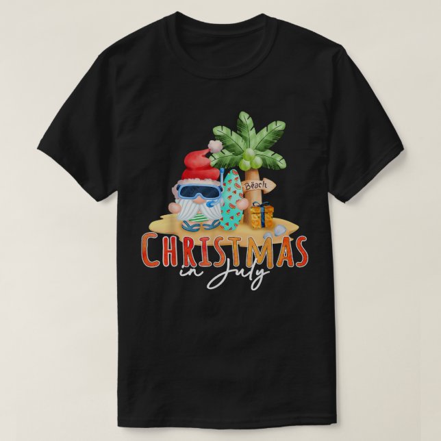 Camiseta Natal Em Julho Papais noeis Engraçados Feira De Pr (Frente do Design)