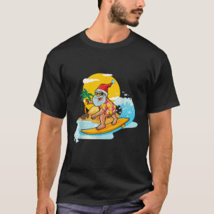 Camiseta Natal em julho Papais noeis engraçados surfando no