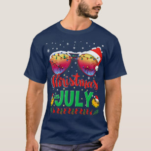 Camiseta Natal em julho Papais noeis Férias de Verão Óculos
