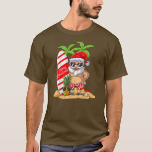 Camiseta Natal em julho Papais noeis Férias de Verão Surfe