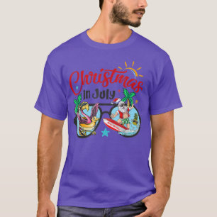 Camiseta Natal Em Julho Papais noeis Flamingo Na Praia Nave