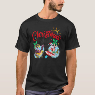 Camiseta Natal Em Julho Papais noeis Flamingo Na Praia Nave