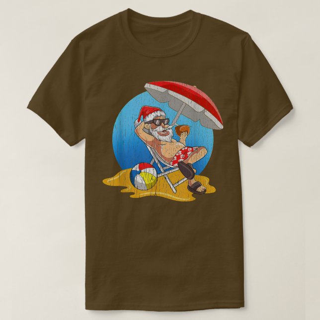 Camiseta Natal em julho Papais noeis Havaí T (Frente do Design)