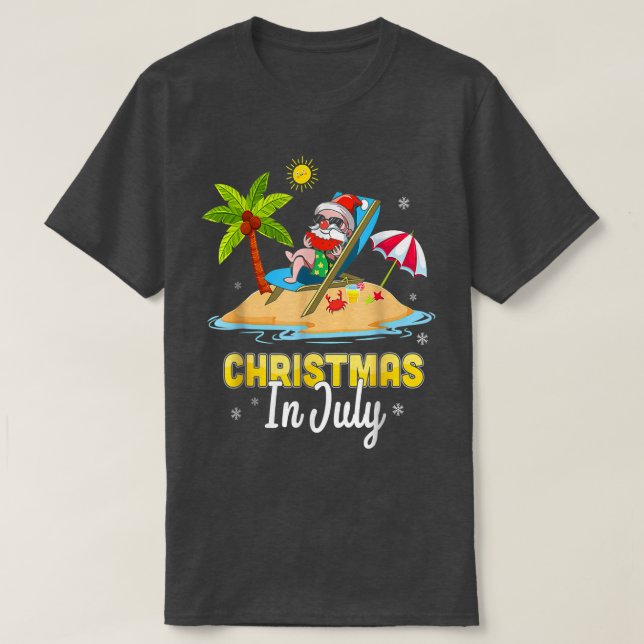 Camiseta Natal Em Julho Papais noeis Havaiana Beach Summer  (Frente do Design)