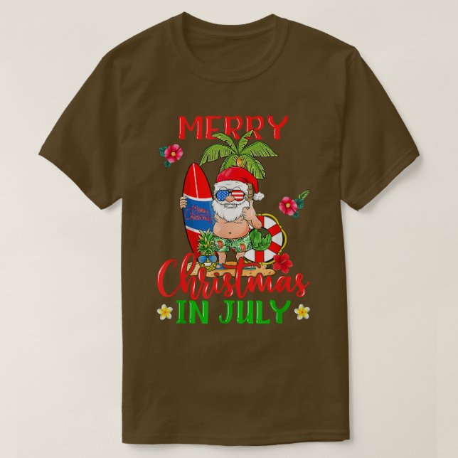 Camiseta Natal Em Julho Papais noeis Havaiana Summer Beach  (Frente do Design)