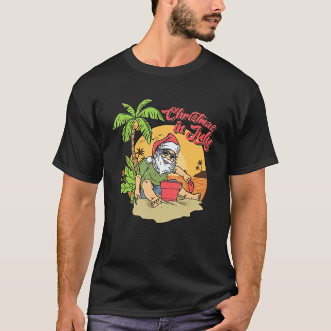 Camiseta Natal Em Julho Papais noeis Havaiana Summer Beach  (Frente)