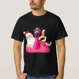Camiseta Natal em julho Papais noeis Hawaii Flamingo Summer