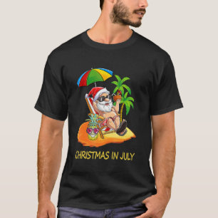 Camiseta Natal Em Julho Papais noeis Hawaii Sunglass Flamin