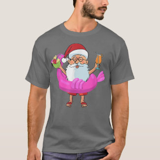 Camiseta Natal em julho Papais noeis Hawaii Sunglass Flamin
