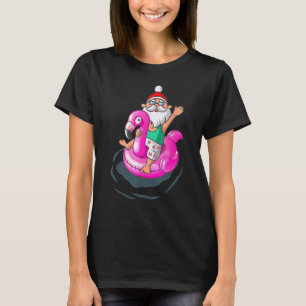 Camiseta Natal Em Julho Papais noeis No Havaí Flamingo Summ