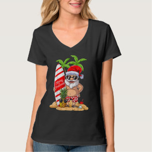 Camiseta Natal Em Julho Papais noeis No Havaí Surfing Summe