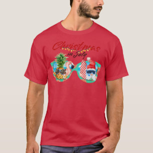 Camiseta Natal em julho Papais noeis Óculos solares Pineapl