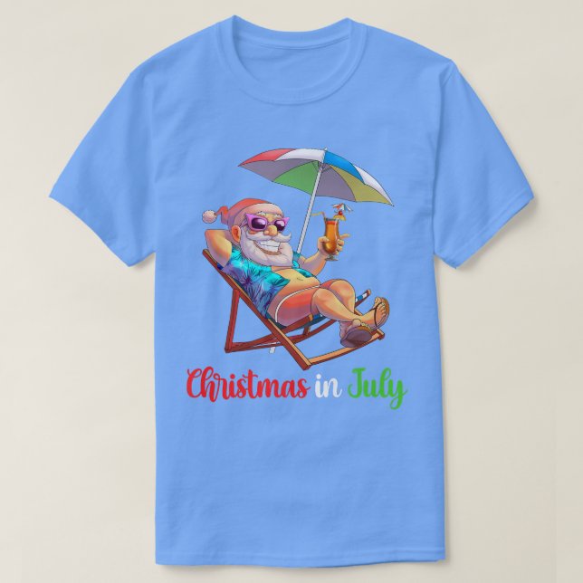 Camiseta Natal Em Julho Papais noeis Praia Cadeira Umbrella (Frente do Design)