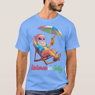 Camiseta Natal Em Julho Papais noeis Praia Cadeira Umbrella