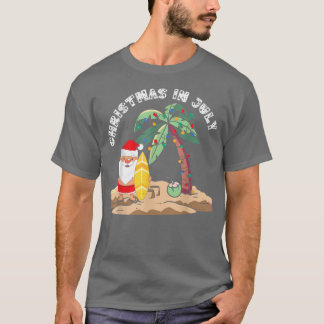 Camiseta Natal em julho Papais noeis segurando Conselho Sur