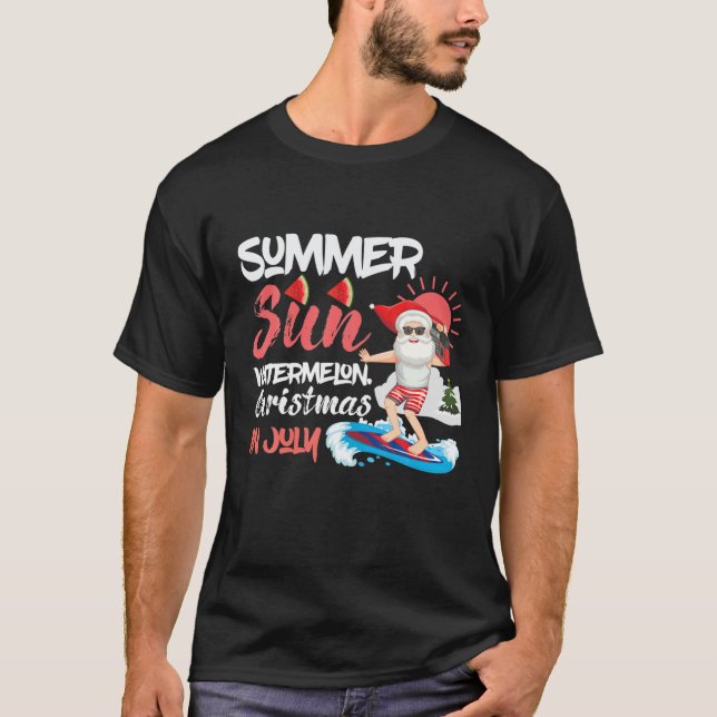 Camiseta Natal Em Julho Papais noeis Sun Navegando Água (Frente)