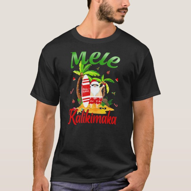 Camiseta Natal Em Julho Papais noeis Surfando Engraçado Mel (Frente)