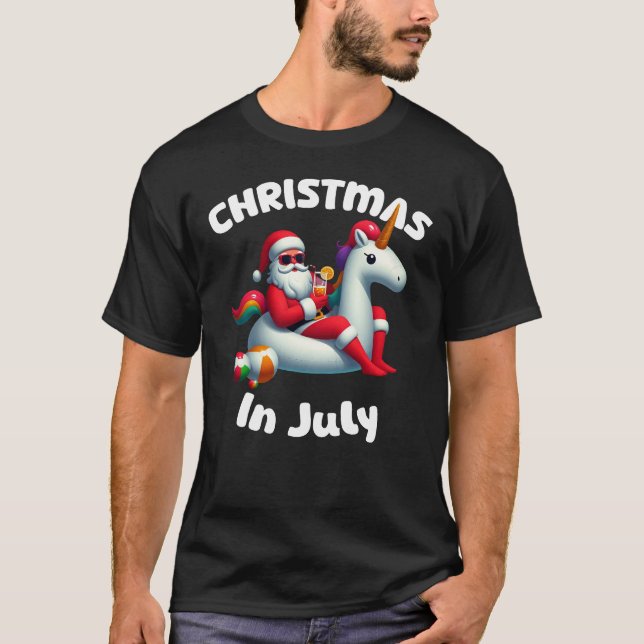Camiseta Natal Em Julho Papais noeis Unicorn Floater (Frente)