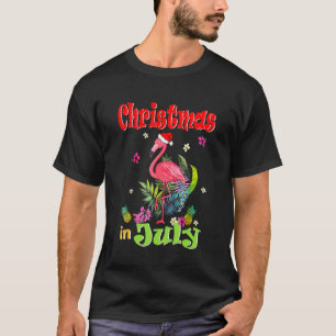 Camiseta Natal Em Julho Para Mulheres Flamingo Rosa