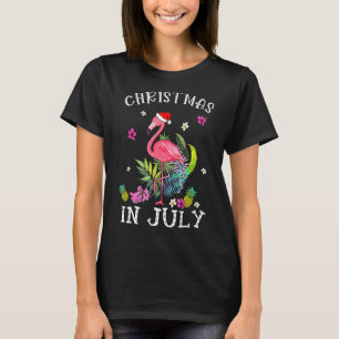 Camiseta Natal Em Julho Para Mulheres Flamingo Rosa