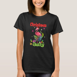 Camiseta Natal Em Julho Para Mulheres Flamingo Rosa