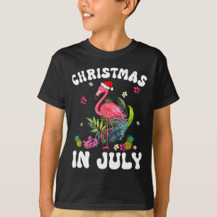Camiseta Natal Em Julho Para Mulheres Flamingo Rosa Mulhere