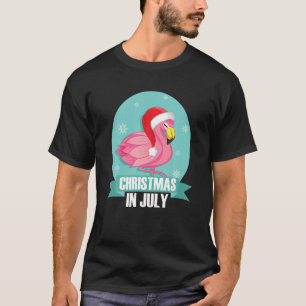 Camiseta Natal Em Julho Para Papai Noel E Flamingo L