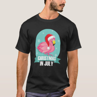 Camiseta Natal Em Julho Para Papai Noel E Flamingo L