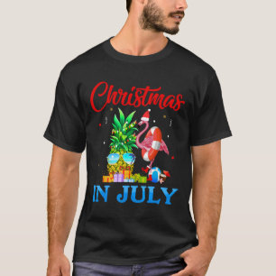 Camiseta Natal Em Julho Pineapple Árvore De Natal Flamingo 