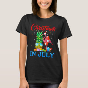 Camiseta Natal Em Julho Pineapple Xmas Tree Flamingo San