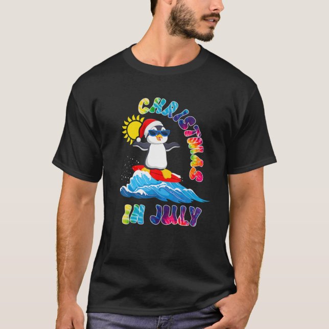Camiseta Natal Em Julho Pinguim Óculos De Sol Verão Praia (Frente)