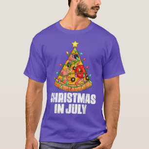 Camiseta Natal em julho Pizza Xmas Tree Beach Summer Vac