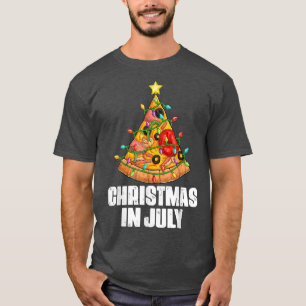 Camiseta Natal em julho Pizza Xmas Tree Beach Summer Vac